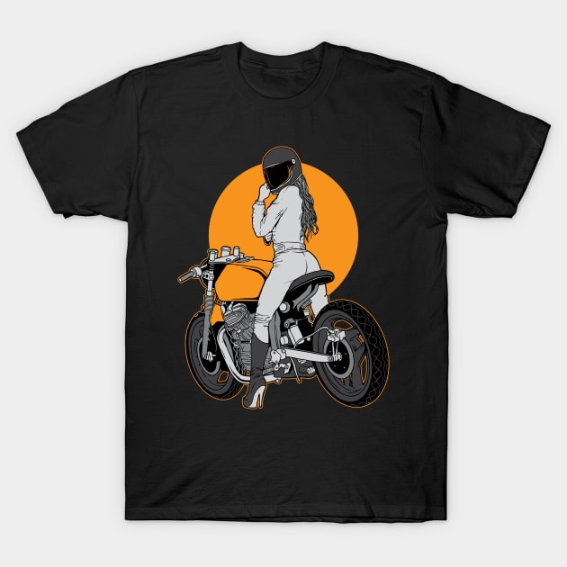 Caferacer Girl T-Shirt by Demonforge